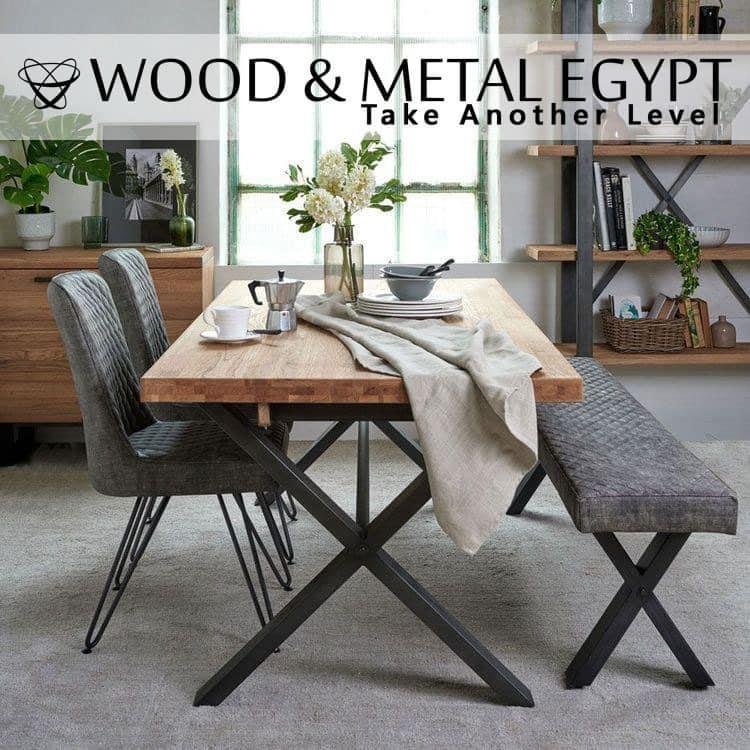 Taman Wood And Metal Egypt, Wood And Metal Dining Room Set
